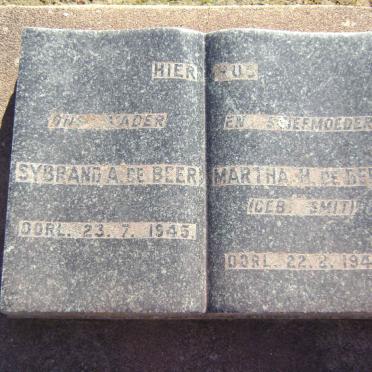 BEER Sybrand A., de  -1945 &amp; Martha M. SMIT  -1943