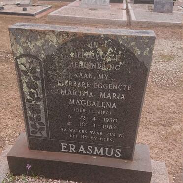 ERASMUS Martha Maria Magdalena nee OLIVIER 1930-1983