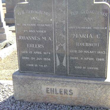EHLERS Johannes M.A. 1874-1936 &amp; Maria C. LOUBSER 1883-1960