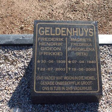 GELDENHUYS Frederik Hendrik Gideon 1939-2003 &amp; Magrietha Fredrika Magdalena 1940-2002