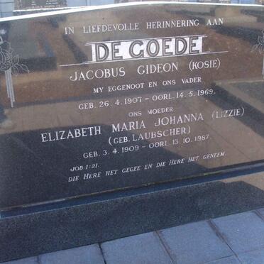 GOEDE Jacobus Gideon, de 1907-1969 &amp; Elizabeth Maria Johanna LAUBSCHER 1909-1987