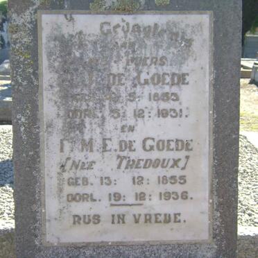 GOEDE J.J., de 1853-1931 &amp; F.M.E. TREDOUX 1855-1936