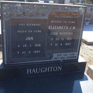 HAUGHTON Jan 1918-1987 &amp; Elizabeth J.M. FONTINI 1921-1987