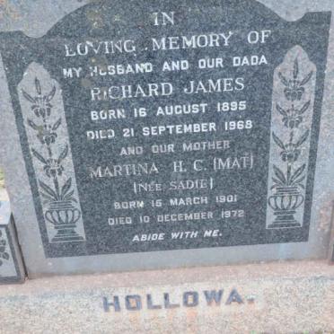 HOLLOWAY Richard James 1895-1968 &amp; Martina H.C. SADIE 1901-1972