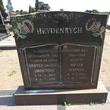 HEYDENRYCH Pieter Watney 1924-2003 &amp; Hester Jacoba MOUTON 1917-1996