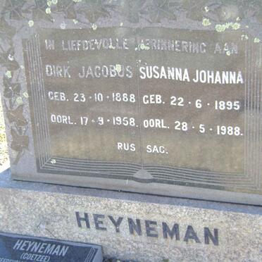 HEYNEMAN Dirk Jacobus 1888-1958 &amp; Susanna Johanna 1895-1988
