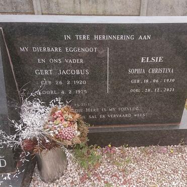 JAARSVELD Gert Jacobus, van 1920-1975 &amp; Elsie Sophia Christina 1930-2021