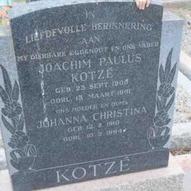 KOTZÉ Joachim Paulus 1905-1981 &amp; Johanna Christina 1910-1994