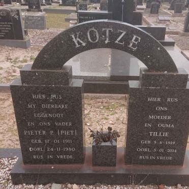 KOTZE Pieter P. 1911-1980 &amp; Tillie 1919-2014