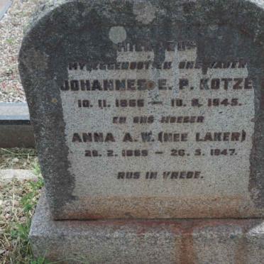 KOTZE Johannes E.P. 1866-1945 &amp; Anna A.W. LAKER 1880-1947