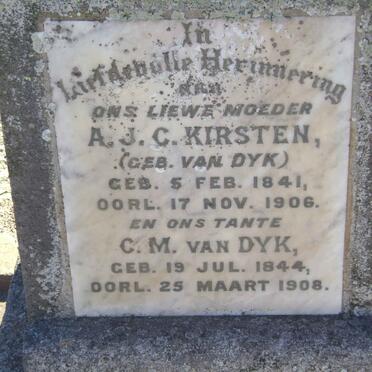 KIRSTEN A.J.C. nee VAN DYK 1841-1906 :: VAN DYK C.M. 1844-1908