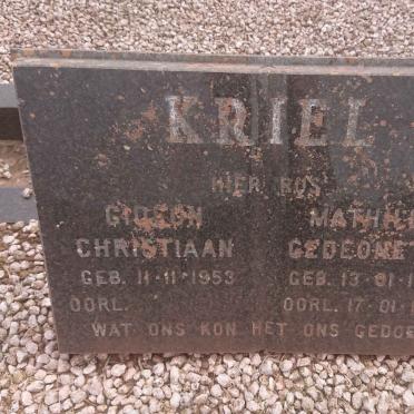 KRIEL Gideon Christiaan 1953- &amp; Mathilda Gedeonetta 1955-1984