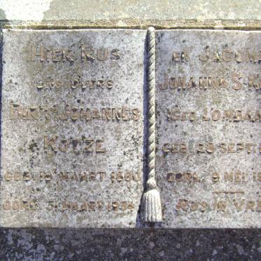 KOTZE Dirk Johannes 1860-1934 &amp; Johanna S. LOMBAARD 1867-1938