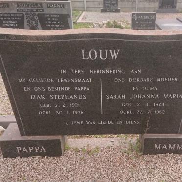 LOUW Izak Stephanus 1921-1978 &amp; Sarah Johanna Maria 1924-1982