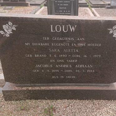 LOUW Jacobus Andries Adriaan 1898-1984 &amp; Sara Aletta 1890-1979
