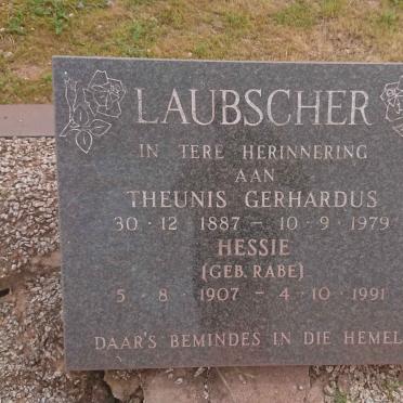 LAUBSCHER Theunis Gerhardus 1887-1979 &amp; Hessie RABE 1907-1991