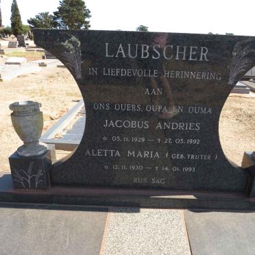LAUBSCHER Jacobus Andries 1929-1992 &amp; Aletta Maria TRUTER 1930-1993