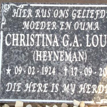 LOUW Christina G.A. nee HEYNEMAN 1924-2002
