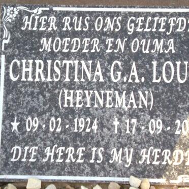 LOUW Christina G.A. nee HEYNEMAN 1924-2002