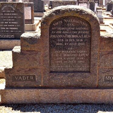 LOUW C.J.J. 1878-1945 &amp; Johanna Friedrika 1878-1940