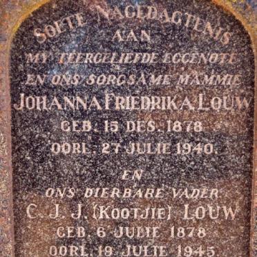 LOUW C.J.J. 1878-1945 &amp; Johanna Friedrika 1878-1940