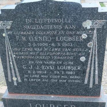 LOUBSER G.J.J. 1904-1980 &amp; F.M. 1906-1957