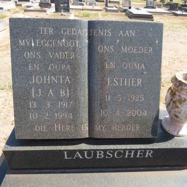 LAUBSCHER J.A.B. 1917-1994 &amp; Esther 1925-2004