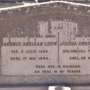 LOUW Jacobus Adriaan 1888-1944 &amp; Jacoba Christina VAN LILL 1891-1973