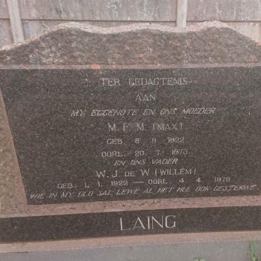 LAING W.J. de W. 1922-1979 &amp; M.F.M. 1922-1973