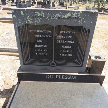 PLESSIS Jan Harmse, du 1909-1995 &amp; Gerendina J. Maria 1918-2010