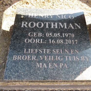 ROOTHMAN Henry Marthinus 1947-1997 &amp; Engela Wilhelmina 1950-2016 :: ROOTHMAN Henry Nico 1970-2017