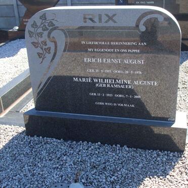 RIX Erich Ernst August 1915-1976 &amp; Marie Wilhelmine Auguste RAMSAUER 1923-2009