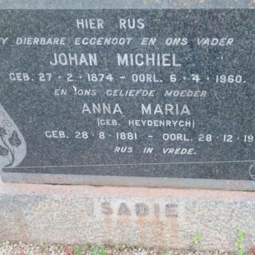 SADIE Johan Michiel 1874-1960 &amp; Anna Maria HEYDENRYCH 1881-1971
