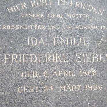 SIEBER Ida Emilie Friederike 1866-1956