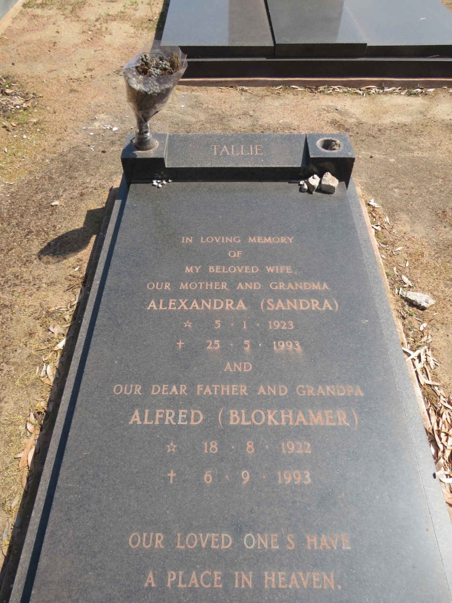 TALLIE Alfred 1922-1993 &amp; Alexandra 1923-1993