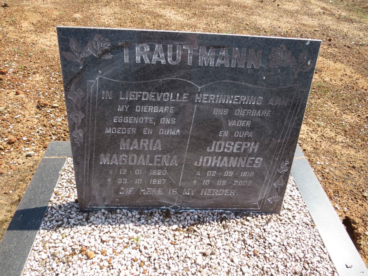 TRAUTMANN Joseph Johannes 1918-2002 &amp; Maria Magdalena 1920-1997