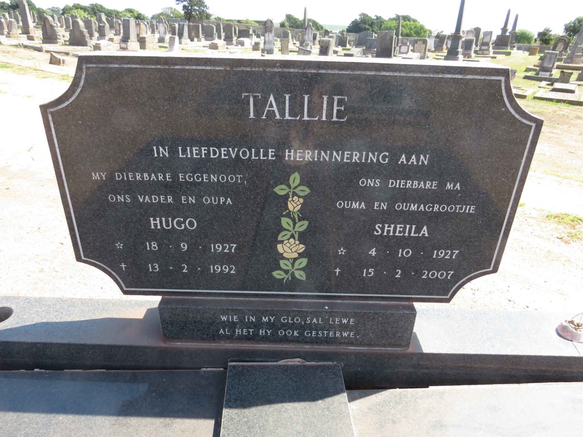 TALLIE Hugo 1927-1992 &amp; Sheila 1927-2007