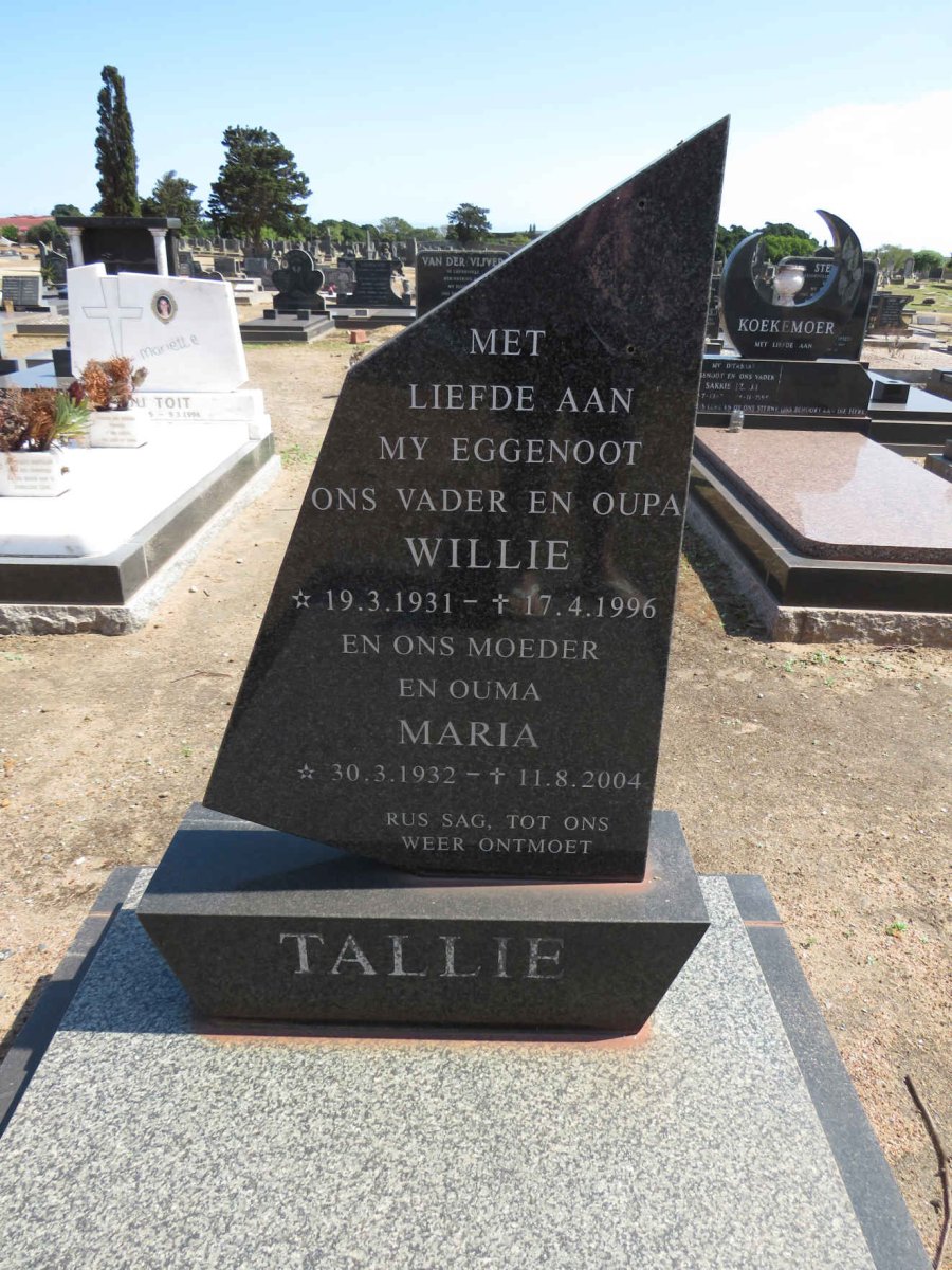 TALLIE Willie 1931-1996 &amp; Maria 1932-2004