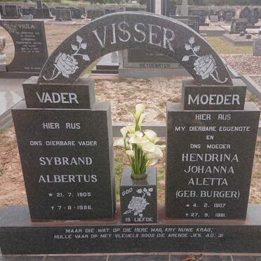 VISSER Sybrand Albertus 1905-1986 &amp; Hendrina Johanna Aletta BURGER 1907-1981