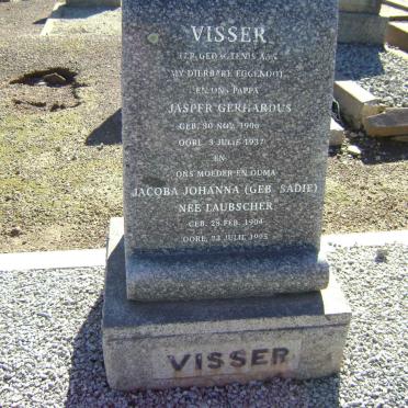 VISSER Jasper Gerhardus  1906-1937 :: LAUBSCHER Jacoba Johanna formerly VISSER nee SADIE 1904-1995