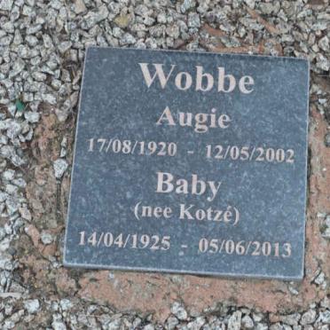 WOBBE Augie 1920-2002 &amp; Baby KOTZÉ 1925-2013