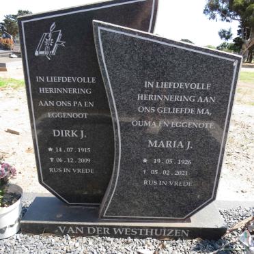 WESTHUIZEN Dirk J., van der 1915-2009 &amp; Maria J. 1926-2021