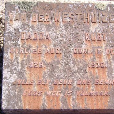 WESTHUIZEN Dadda, van der  -1929 &amp; Ruby  -1930