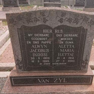 ZYL Alwyn Jacobus, van 1905-1969 &amp; Aletta Maria 1914-2003