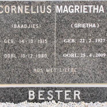 BESTER Cornelius 1915-1980 &amp; Magrietha E. 1927-2009