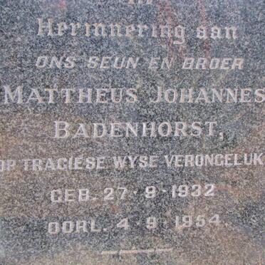 BADENHORST Mattheus Johannes 1932-1954