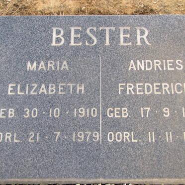 BESTER Andries Frederick 1909-1985 &amp; Maria Elizabeth 1910-1979
