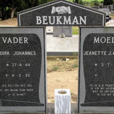 BEUKMAN Dirk Johannes 1944-1993 &amp; Jeanette J.A. 1954-