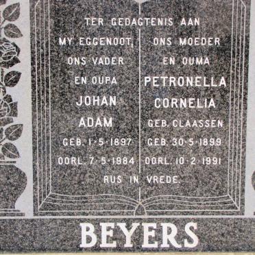 BEYERS Johan Adam 1897-1984 &amp; Petronella Cornelia CLAASSEN 1899-1991