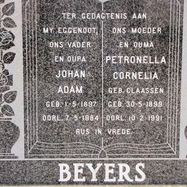 BEYERS Johan Adam 1897-1984 &amp; Petronella Cornelia CLAASSEN 1899-1991